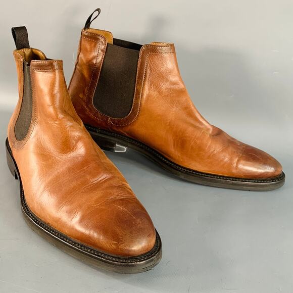 ANTONIO MAURIZI Size 13 Brown Leather Ankle Chelsea Boots - Picture 1 of 10
